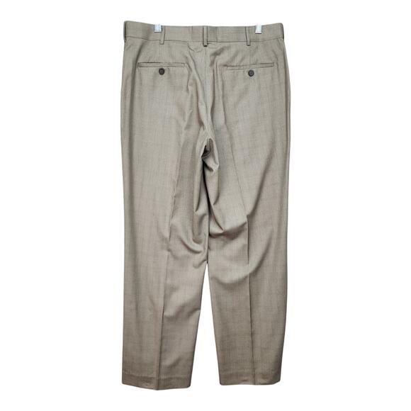 Axist Men 34x29 Brown Check Flat Front Dress Pants Straight Leg Career Office - Picture 3 of 13